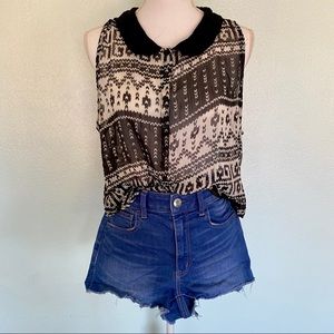 Brandy Melville Peter Pan Black and White Blouse Top sz Small